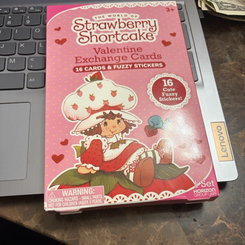 Strawberry Shortcake Valentine Exchange Cards with Fuzzy Stickers